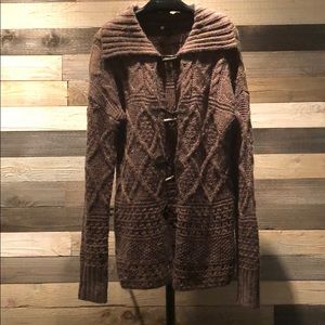 Carole Little cable knit cardigan rustic brown L